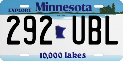 MN license plate 292UBL