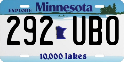 MN license plate 292UBO