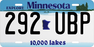 MN license plate 292UBP