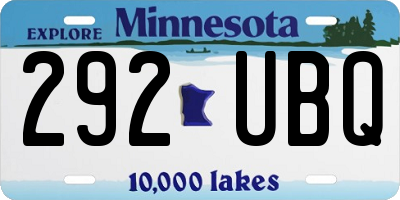 MN license plate 292UBQ