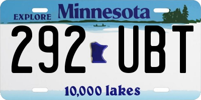 MN license plate 292UBT