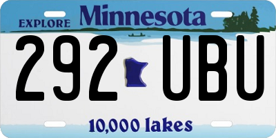 MN license plate 292UBU