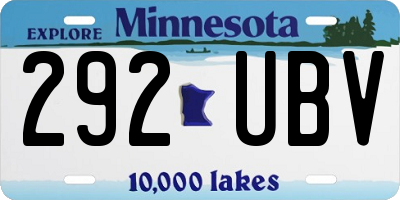MN license plate 292UBV