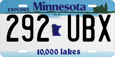 MN license plate 292UBX