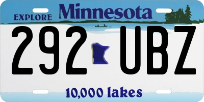 MN license plate 292UBZ