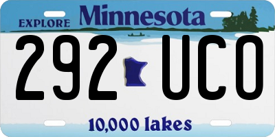 MN license plate 292UCO