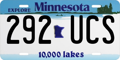 MN license plate 292UCS