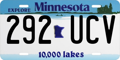 MN license plate 292UCV