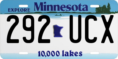 MN license plate 292UCX