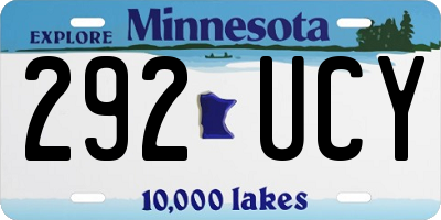 MN license plate 292UCY