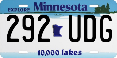 MN license plate 292UDG