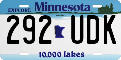 MN license plate 292UDK