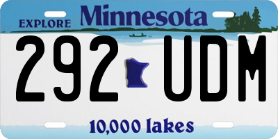 MN license plate 292UDM