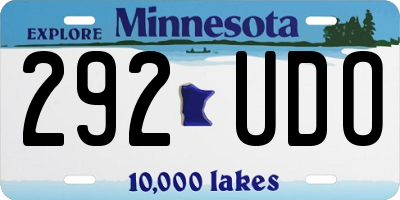 MN license plate 292UDO