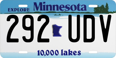 MN license plate 292UDV