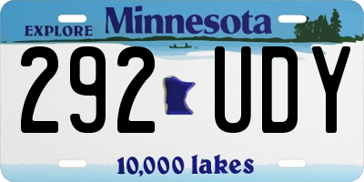 MN license plate 292UDY