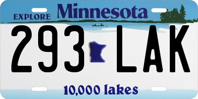 MN license plate 293LAK