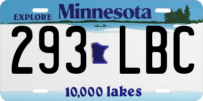 MN license plate 293LBC