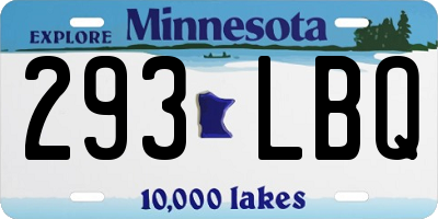 MN license plate 293LBQ