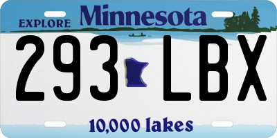 MN license plate 293LBX