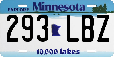 MN license plate 293LBZ