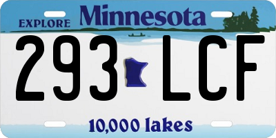MN license plate 293LCF