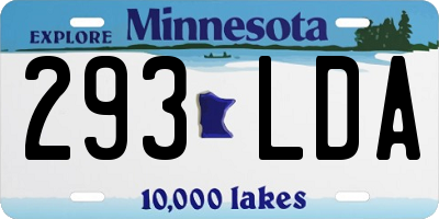 MN license plate 293LDA