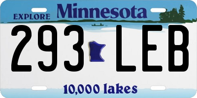 MN license plate 293LEB