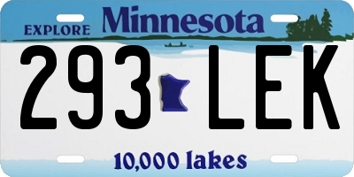 MN license plate 293LEK