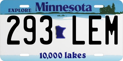 MN license plate 293LEM