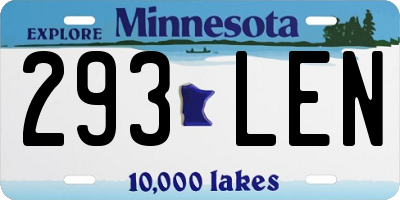 MN license plate 293LEN