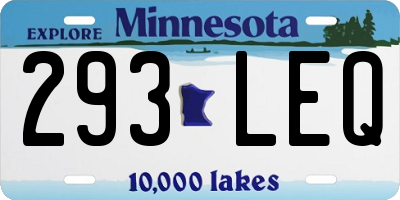 MN license plate 293LEQ