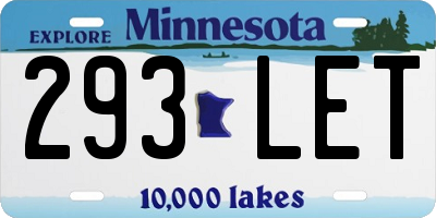 MN license plate 293LET