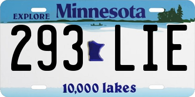 MN license plate 293LIE