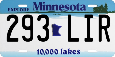 MN license plate 293LIR