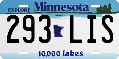 MN license plate 293LIS