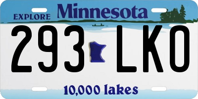 MN license plate 293LKO