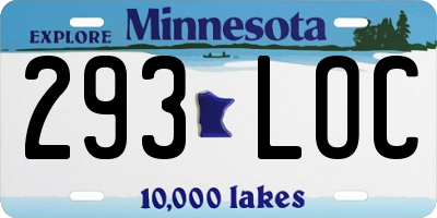 MN license plate 293LOC