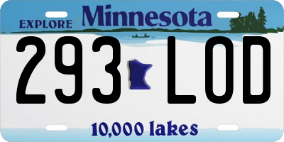 MN license plate 293LOD