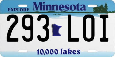 MN license plate 293LOI