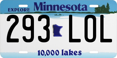 MN license plate 293LOL