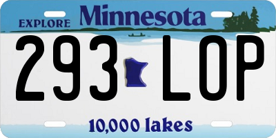 MN license plate 293LOP