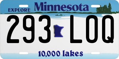 MN license plate 293LOQ