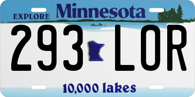 MN license plate 293LOR