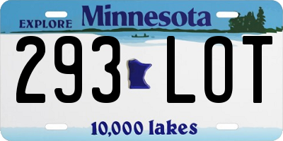 MN license plate 293LOT