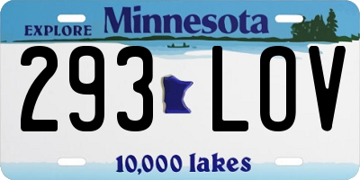 MN license plate 293LOV