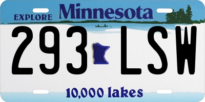 MN license plate 293LSW