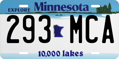 MN license plate 293MCA