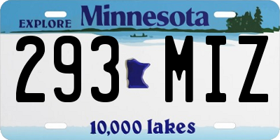 MN license plate 293MIZ