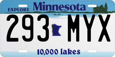 MN license plate 293MYX